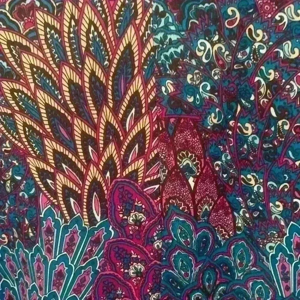 PerSeption Woman’s 2X purple, paisley, peacock tail jeweled a line dress - Picture 10 of 11